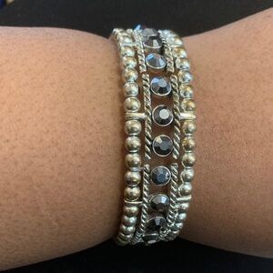 Elegant Silver and Black Beaded Bracelet